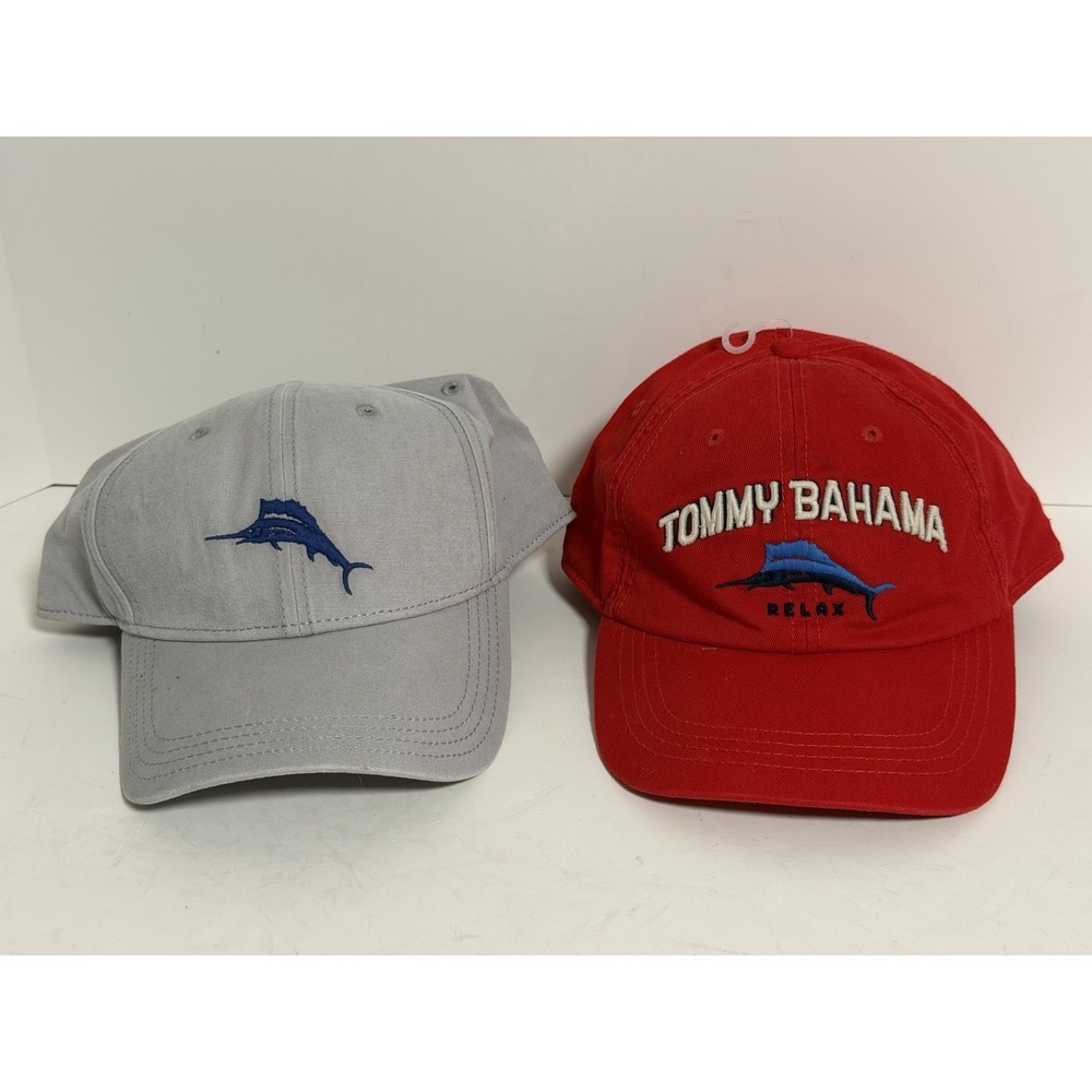 Tommy Bahama, Baseball Hats (set of 2), Gray & Red, Adjustable Size